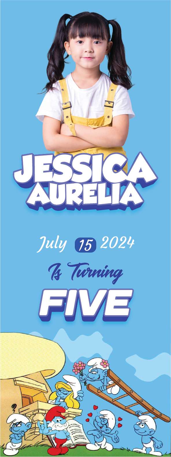 Standing Banner Ulang Tahun Smurf - Image 1