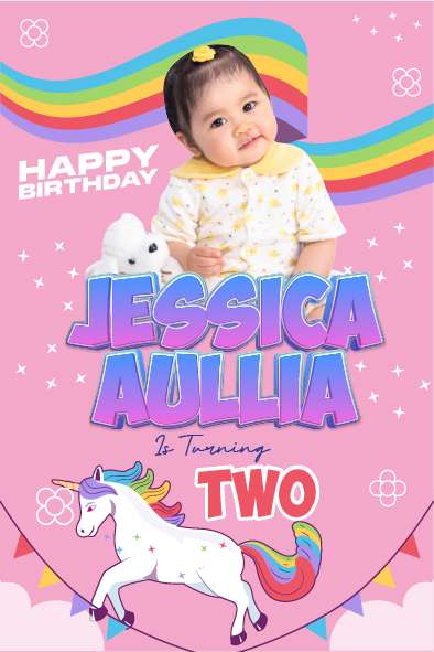 Baliho Hari Ulang Tahun Anak Unicorn - Image 1