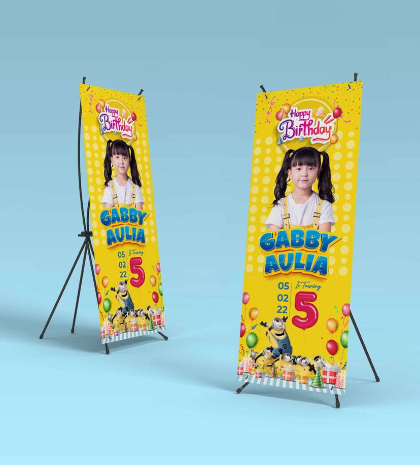 Standing Banner Hari Ulang Tahun Anak Minions - Image 1