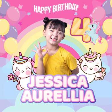Baliho Hari Ulang Tahun Anak Unicorn - Image 1