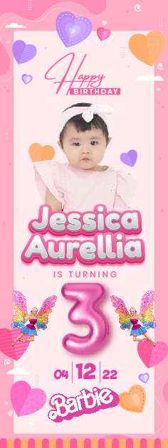 Standing Banner Hari Ulang Tahun Anak Barbie - Image 1