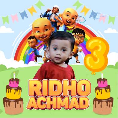 Baliho Hari Ulang Tahun Anak Upin Ipin - Image 1
