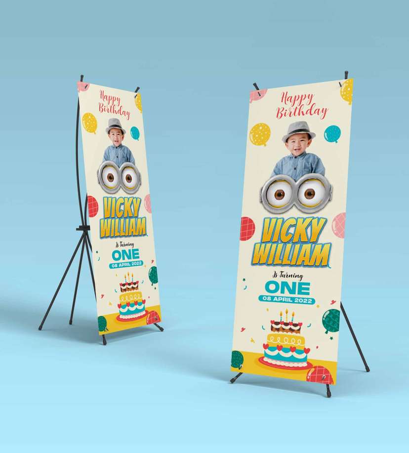 Standing Banner Hari Ulang Tahun Anak Minions - Image 1