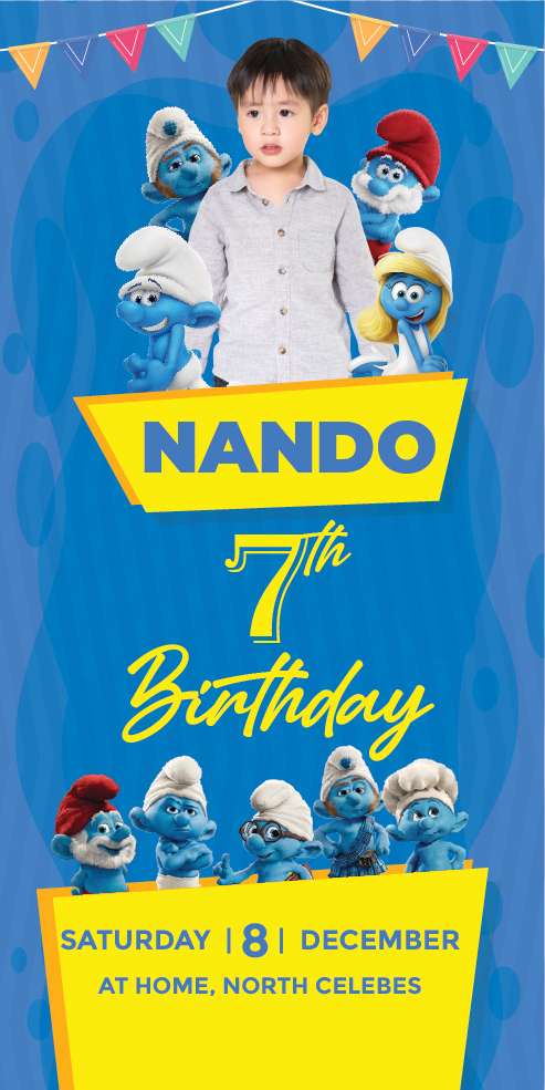 Baliho Ulang Tahun Smurf - Image 1