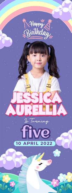 Standing Banner Hari Ulang Tahun Anak Unicorn - Image 1