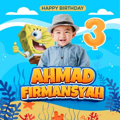 Baliho Hari Ulang Tahun Anak Spongebob - Image 1