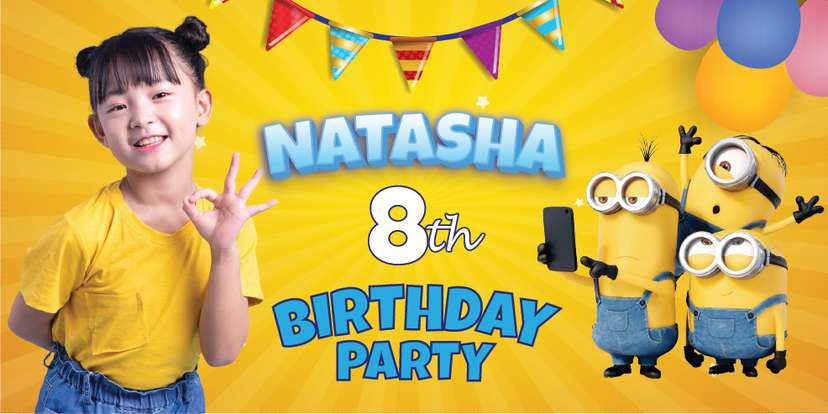 Baliho Ulang Tahun Anak Minions - Image 1