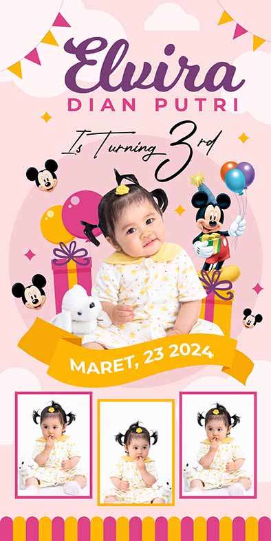 Baliho Ulang Tahun Anak Mickey Mouse - Image 1