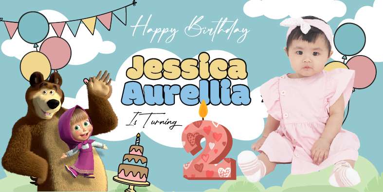 Baliho Hari Ulang Tahun Anak Masha and the Bear - Image 1