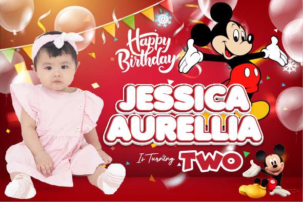 Baliho Hari Ulang Tahun Anak Mickey Mouse - Image 1