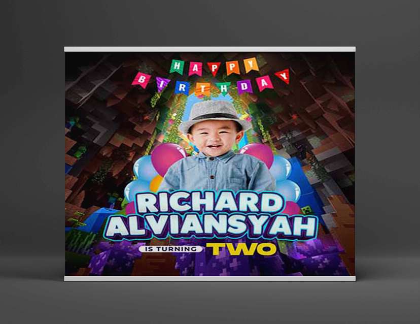 Baliho Hari Ulang Tahun Anak Minecraft - Image 2
