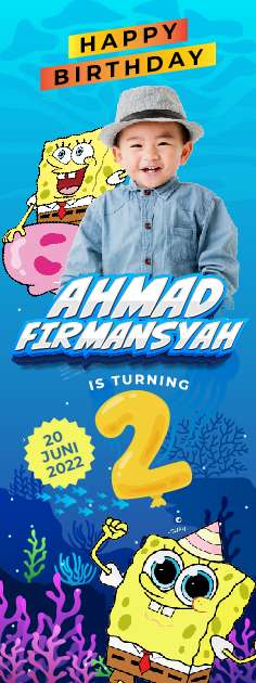 Standing Banner Hari Ulang Tahun Anak Spongebob - Image 1