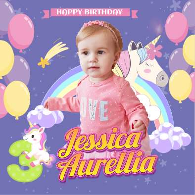 Baliho Hari Ulang Tahun Anak Unicorn - Image 1