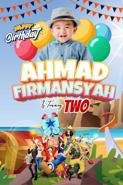 Baliho Hari Ulang Tahun Anak One Piece - Image 1