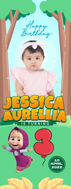 Standing Banner Hari Ulang Tahun Anak Masha and The Bear - Image 1