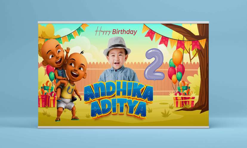 Baliho Hari Ulang Tahun Anak Upin Ipin - Image 2