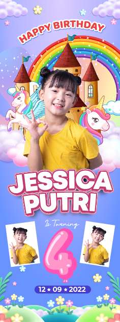 Standing Banner Hari Ulang Tahun Anak Unicorn - Image 1