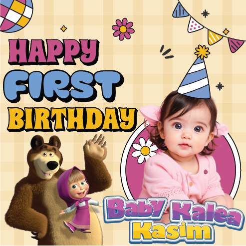 Baliho Ulang Tahun Masha and The Bear - Image 1