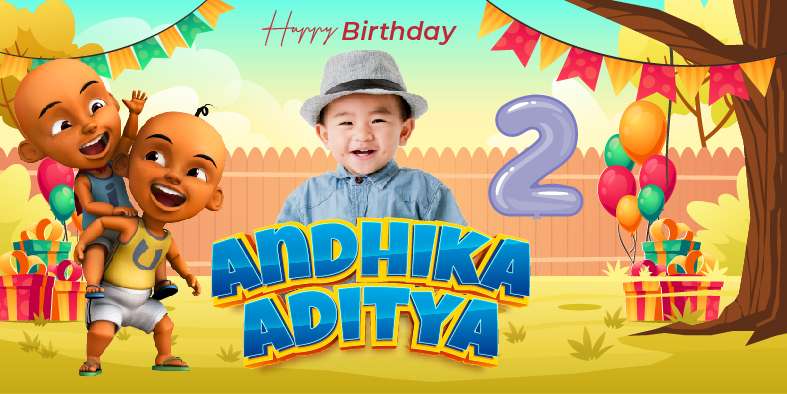 Baliho Hari Ulang Tahun Anak Upin Ipin - Image 1