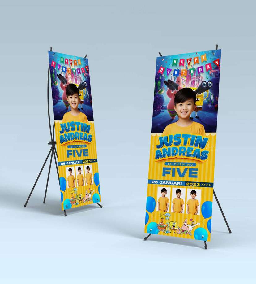 Standing Banner Hari Ulang Tahun Anak Spongebob - Image 2