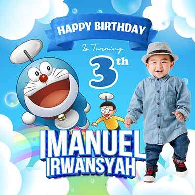 Baliho Hari Ulang Tahun Anak Doraemon - Image 1