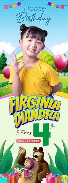 Standing Banner Hari Ulang Tahun Anak Masha and The Bear - Image 1