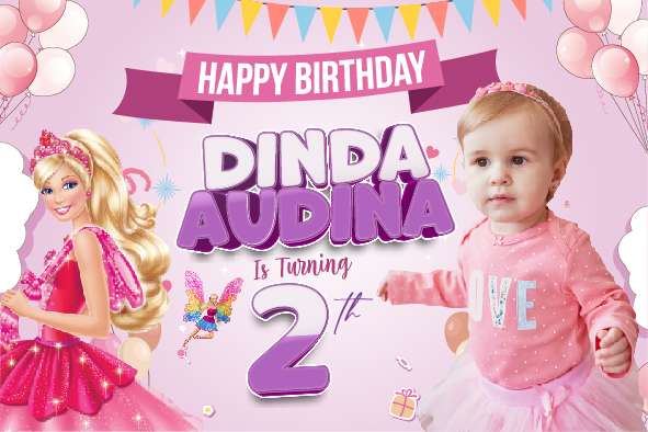 Baliho Hari Ulang Tahun Anak Barbie - Image 1