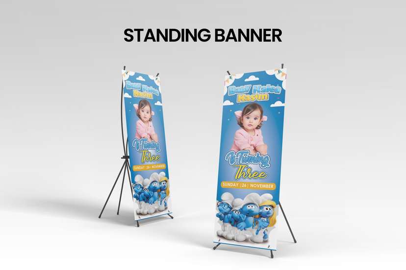 Standing Banner Ulang Tahun Smurf - Image 2