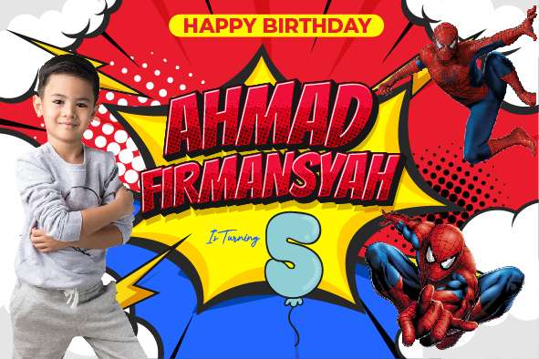 Baliho Hari Ulang Tahun Anak Spiderman - Image 1