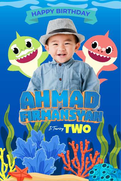 Baliho Hari Ulang Tahun Anak Baby Shark - Image 1
