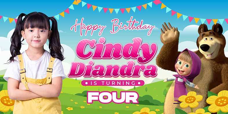 Baliho Hari Ulang Tahun Masha and The Bear - Image 1