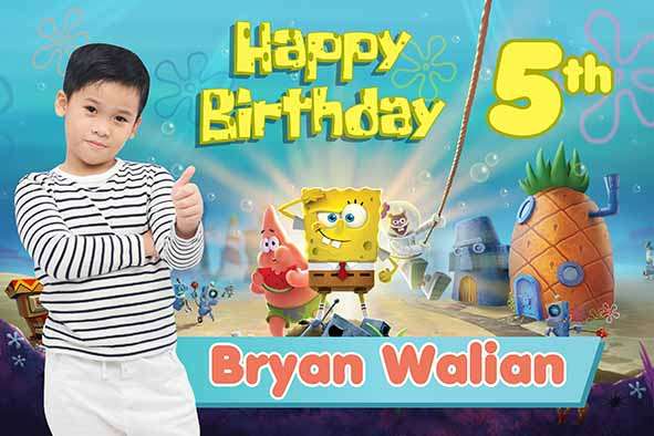 Baliho Ulang Tahun Spongebob - Image 1