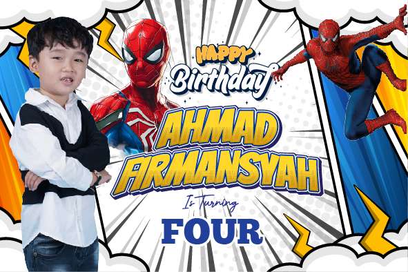 Baliho Hari Ulang Tahun Anak Spiderman - Image 1