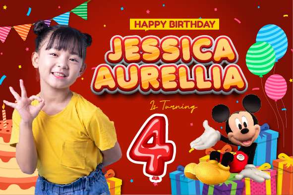 Baliho Hari Ulang Tahun Anak Mickey Mouse - Image 1