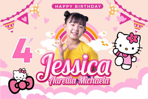 Baliho Hari Ulang Tahun Anak Hello Kitty - Image 1