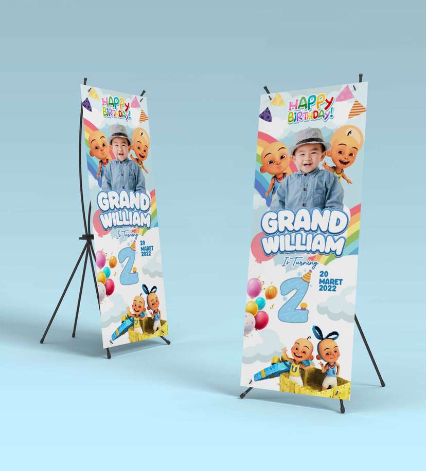Standing Banner Hari Ulang Tahun Anak Upin Ipin - Image 2