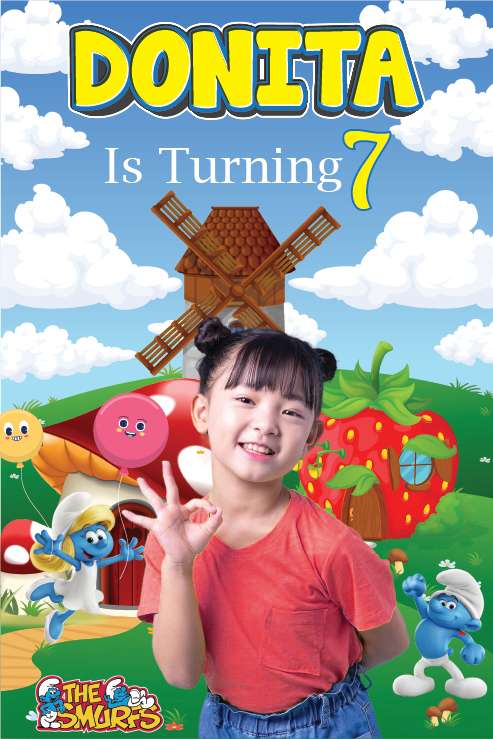 Baliho Ulang Tahun Smurf - Image 1
