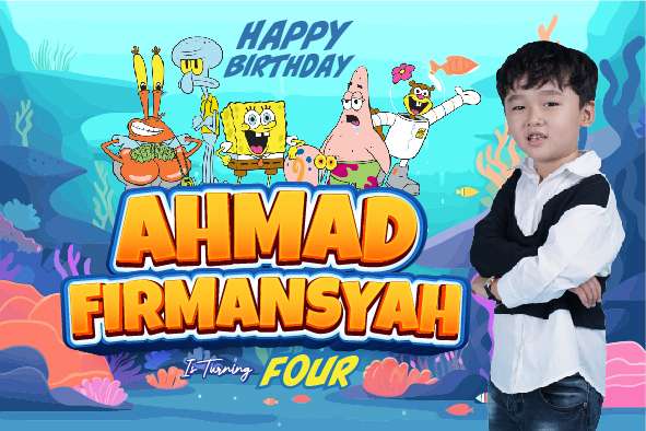 Baliho Hari Ulang Tahun Anak Spongebob - Image 1