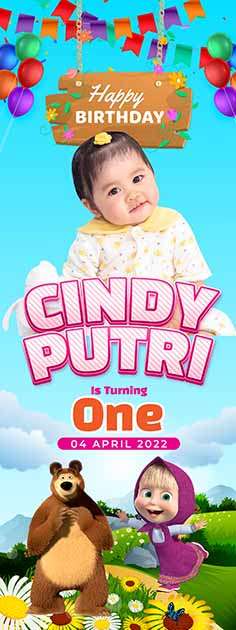 Standing Banner Hari Ulang Tahun Anak Masha and The Bear - Image 1