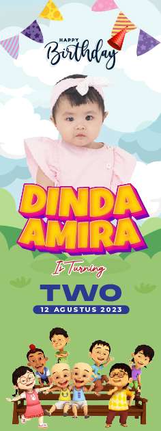 Standing Banner Hari Ulang Tahun Anak Upin Ipin - Image 1