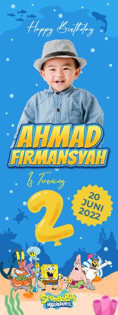 Standing Banner Hari Ulang Tahun Anak Spongebob - Image 1