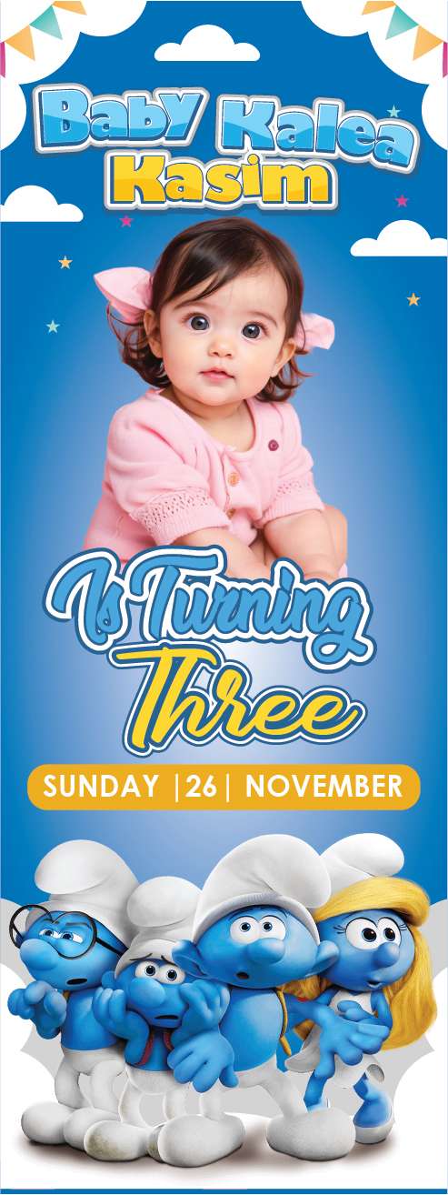 Standing Banner Ulang Tahun Smurf - Image 1