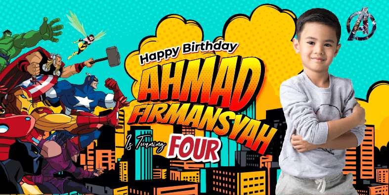 Baliho Hari Ulang Tahun Anak Avengers - Image 1