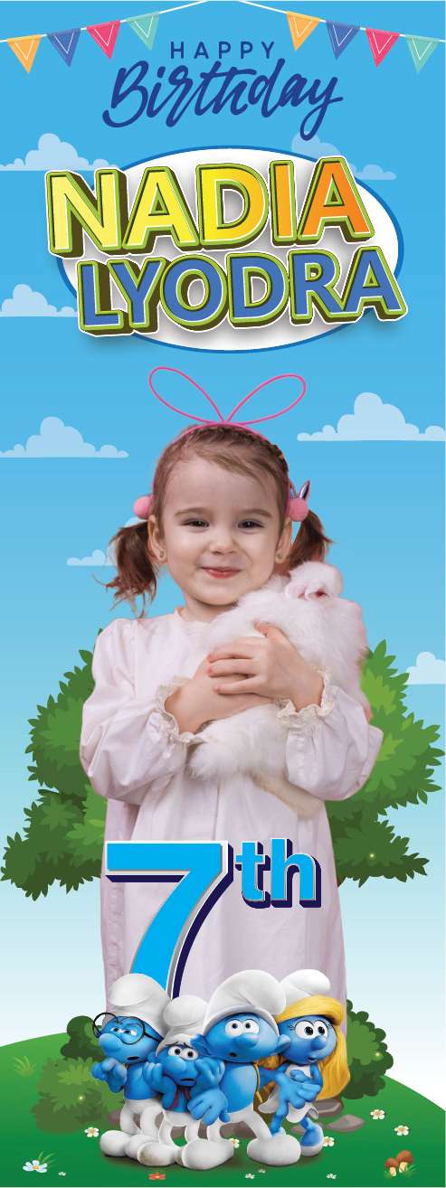 Standing Banner Ulang Tahun Smurf - Image 1