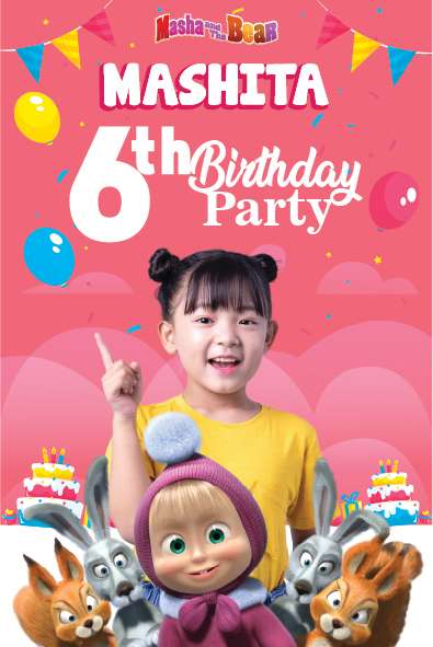 Baliho Ulang Tahun Masha and The Bear - Image 1