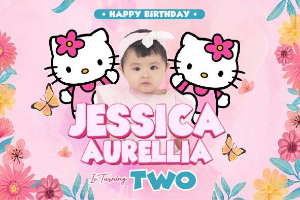 Baliho Hari Ulang Tahun Anak Hello Kitty - Image 1