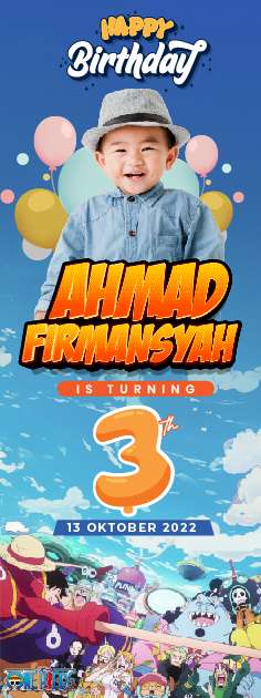 Standing Banner Hari Ulang Tahun Anak One Piece - Image 1