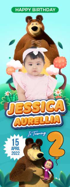 Standing Banner Hari Ulang Tahun Anak Masha and The Bear - Image 1