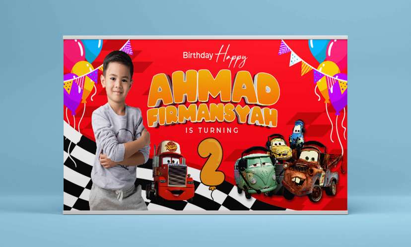 Baliho Hari Ulang Tahun Anak Cars Disney - Image 2