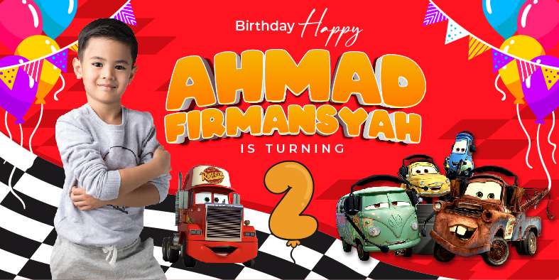Baliho Hari Ulang Tahun Anak Cars Disney - Image 1